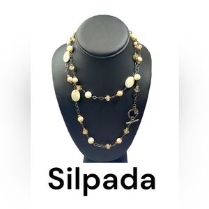 Silpada necklace beaded retired pearlized toggle
